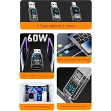 Adoz Shopping Revolution Type C To USB 3.2 Dönüştürücü 36W Hızlı Şarj 10GBPS Veri Transferi Dijital Ekran Otggm