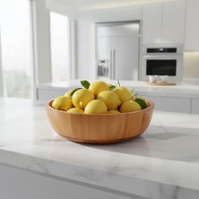 Adoz Shopping Doğal Akasya Ahşap Salata ve Meyve Kasesi – 28 cm Büyük Boy Yuvarlak Sunum Tabağı, Çerezlik ve Dekoratif Mutfak Kasesi