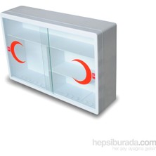 İpekel Camlı Lüx Beyaz Ecza Dolabı Plastik Malzemeden Dört Bölümlü Tasarım 29x45x11 cm