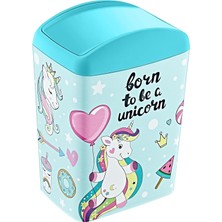 Adoz Shopping Soft Resimli Çöp Kutusu Döner Kapak 5 Lt Unicorn