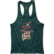 Bluu Fitness Gym Tank Top Unisex Sporcu Atleti Be Your Yeşil Renkli Tasarım ile Rahat Kullanım