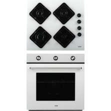 Exep Elegra 2’li Beyaz Ankastre Set(Cam Gazlı Ocak + Turbo Fırın (EO320+ EF260)