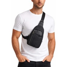 Derise Club Erkek Siyah Çift Kol Kanvas Çapraz Omuz Çantası Body Bag Çanta Göğüs Çantası