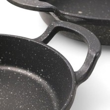 Adoz Shopping 3'lü Döküm Sahan Seti, 3'lü Yumurta, Omlet Tavası, 3 Boy Döküm Siyah Granit Sahan Tava (22CM-20CM-18CM)