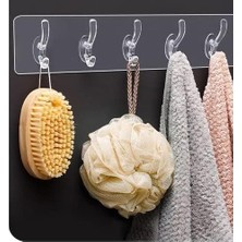 Adoz Shopping Şeffaf Yapışkanlı Duvar Askısı – 5’li Set, Deliksiz Montaj, Suya Dayanıklı, Şık ve Güçlü Tutucu Kanca