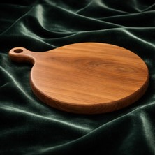 Hicowood Doğal Ceviz Yuvarlak Sunum-Kesme Tahtası (30 cm Çap)-Lazerle İsim/Söz Yazılır