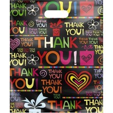 Paketleme Tezgahı 2 No (26*38) Takviyeli El Geçme Poşet Thank You Desenli 50 Adet