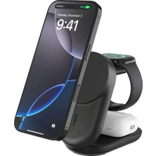 Belkin WIZ037KQBK 3-In-1 Katlanabilir Manyetik Qi2 25W Kablosuz Şarj Standı - Siyah