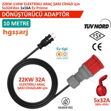 Hgsşarj 10M - 5X32A 380V ile Çalışan Cihazınızı, 220V Ev Tipi Prize Bağlar. Elektrikli Araç Şarj Istasyonu Dönüştürücü Adaptör