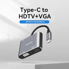 Adoz Shopping Type-C 4K HDMI 1080P VGA USB 3.0 Pd Dönüştürücü Çevirici Hub