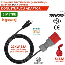 Hgsşarj 5m, 5X32A 380V ile Çalışan Cihazınızı, 220V Ev Tipi Prize Bağlar. Elektrikli Araç Şarj İstasyonu Dönüştürücü Adaptör