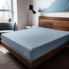 Esranın Dünyası %100 Pamuk Çift Kişilik Lastikli Çarşaf, Mavi Renk (140 x 200)