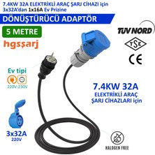 Hgsşarj 5m, 3X32A 220V ile Çalışan Cihazınızı, 220V Ev Tipi Prize Bağlar. Elektrikli Araç Şarj İstasyonu Dönüştürücü Adaptör