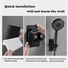 Adoz Shopping Duş Başlığı Tutacağı, 2 Adet Ayarlanabilir Banyo Duş Başlığı Braketi, Çıkarılabilir El Duşu ve Duvara Monte Emniyetli Tutucu, Metal Yapışkanlı Duş Başlığı Tutacağı (Siyah)