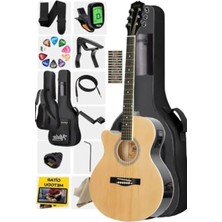 Esranın Dünyası Profesyonel Elektro Akustik Gitar Seti - 4/4 Yetişkin Boy