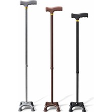 Hediye Sandalı 4 Ayaklı Denge Destekli Baston - Ayarlanabilir Boylu Ortopedik Baston - Alüminyum Gövde