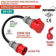 Hgsşarj 5X32A Priz(Kapaklı), 5X16A Fiş Dönüştürücü Adaptör. Elektrikli Araç Şarj Istasyonu Dönüştürücü Adaptör