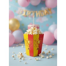 Umamiçe Sarı Kırmızı Temalı 8'li Karton Mısır Kutusu – Parti ve Doğum Günü Için Şık Sunumlar