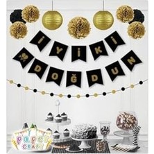 Adoz Shopping Siyah Iyi Ki Doğdun Yaldızlı Banner, 2323012121200212