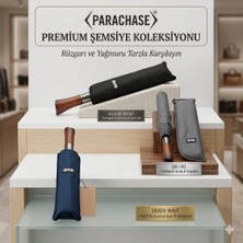 Sports Parachase Premium Ahşap Kavrama Büyük Boy Otomatik 3 Kademeli Şemsiye - Özel Kılıflı