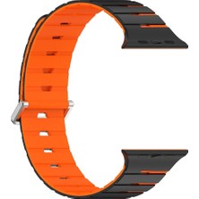 Alstrap Apple Watch 11-10 (46MM) 9 8 7 (45MM) 6 5 4 Se (44MM) Uyumlu Manyetik Silikon Kordon Çift Renk