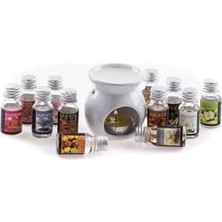 Adoz Shopping 12'li Esansiyel Uçucu Organik Yağ ve Dekoratif Buhurdanlık Seti Lavanta, Yasemin,vanilya ve Dahası