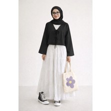 Cng Moda Genç Tesettür Kimono Gömlek Etek Üstü Krop