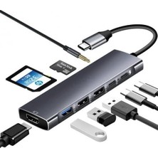 Adoz Shopping Metal Kasa USB 3.0 Type C 9 In 1 Hdmı - Mikro Sd Kart Okuyucu - Kulaklık Çevirici Hub