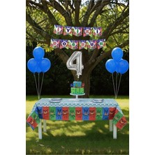Umamiçe Pijamaskeliler Temalı 4 Yaş Doğum Günü Parti Seti – Masa Örtüsü + Banner + Balonlar