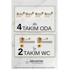 Brawon Vega Gold Saten Titanyum Kaplama Paslanmaz Kapı Kolu Seti - 4 Takım Oda + 2 Takım Wc