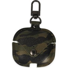 Akinco Airpods Pro 2 (2.nesil) Çanta Kamuflaj Deri Kılıf - Haki Yeşil