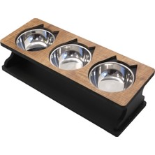 Hobimax Ahşap Batman Figürlü 3lü Kedi Mama ve Su Kabı MDF Malzemeden 1,5 lt Kapasiteli Kahverengi