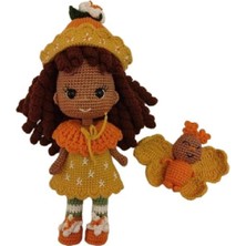 Portakal Çiçeği Bebek ve Kelebeği Amigurumi Organik Oyuncak