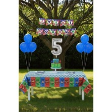 Umamiçe Pijamaskeliler Temalı 5 Yaş Doğum Günü Parti Seti – Masa Örtüsü + Banner + Balonlar