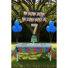 Umamiçe Pijamaskeliler Temalı 7 Yaş Doğum Günü Parti Seti – Masa Örtüsü + Banner + Balonlar