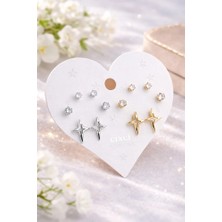 MentorAly Kadın Çoklu Küpe Seti | Minimal Taşlı & Figürlü Küpe Seti | Günlük & Kombin Küpe