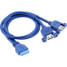 Adoz Shopping Ars 19 Pin USB 3.0 Dişi To 2x USB 3.0 Dişi Panel Tipi Kablo