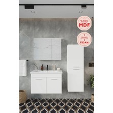 Balneom Defne 80 Cm %100 Mdf Banyo Dolabı Aynalı Dolaplı Üst Dolap Lavabo Boy Dolabı