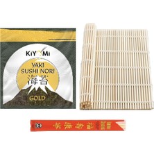 Kiyomi Organik Bambu Sushi Mat + 10 Adet Doğal Yaki Sushi Nori Gold Yaprak Seti
