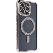 Akinco Iphone 14 Pro Kılıf Joke Simli Magneticsafe Kılıf - Gri