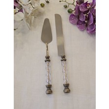 2 Parça Kristal Pasta Servis Kaşık Seti Antik