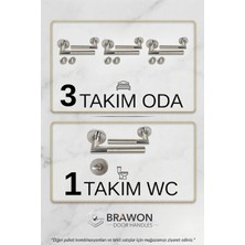 Brawon Vega Saten Nikel Paslanmaz Kapı Kolu Seti - 3 Takım Oda + 1 Takım Wc