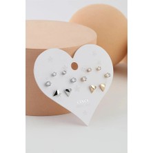 MentorAly Kadın Çoklu Küpe Seti | Minimal Taşlı & Figürlü Küpe Seti | Günlük & Kombin Küpe