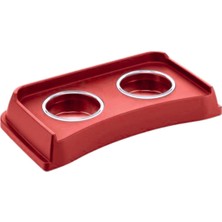 Sepetopia Çelik Hazneli 2li Kedi ve Köpek Mama Su Kabı - Kırmızı