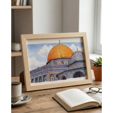 Zaytoon Duvar Tablosu Kudüs Kubbetüs Sahra Kubbetüs Silsile Ahşap Çerçeve 15x20 cm