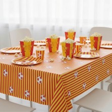 Umamiçe Sarı Kırmızı Parti Seti – 8'li Mısır Kutusu + 8'li Tabak Bardak + Masa Örtüsü