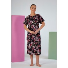 Remsa Kadın Kısa Kol Viskon Elbise Pijama 25237-5 Siyah