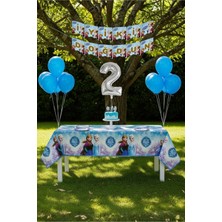 Umamiçe Frozen Elsa Temalı 2 Yaş Doğum Günü Parti Seti – Masa Örtüsü + Banner + Balonlar