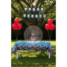 Umamiçe Örümcek Adam Mini Parti Seti – Masa Örtüsü + Banner + 10 Metalik Kırmızı Balon