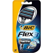 Bic Flex 3 Kullan-At Tıraş Bıçağı 3'lü Blister (3 Bıçak) Erkekler İçin Ergonomik Tasarım